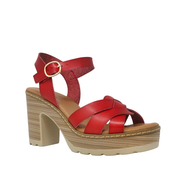 Sandalias de tacón Caela color rojo para mujer