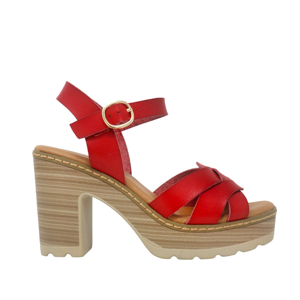 Sandalias de tacón Caela color rojo para mujer