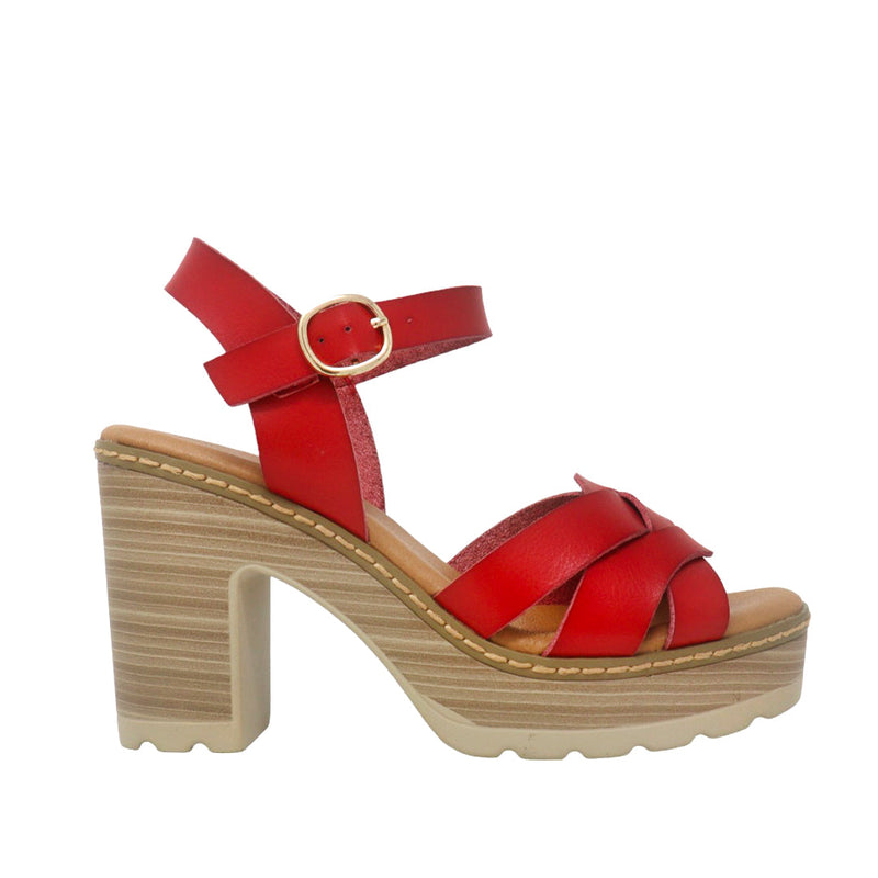 Sandalias de tacón Caela color rojo para mujer