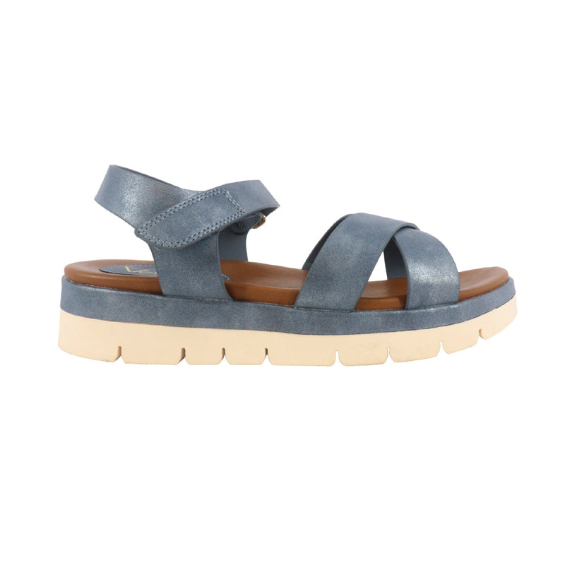 Sandalias flats Kenny celeste para mujer