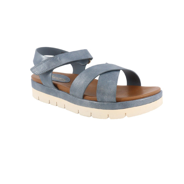 Sandalias flats Kenny celeste para mujer