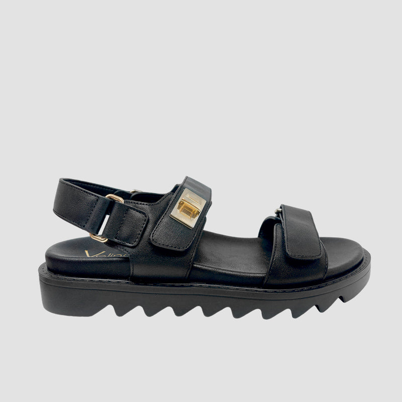 Sandalias flats Madelin negro para mujer