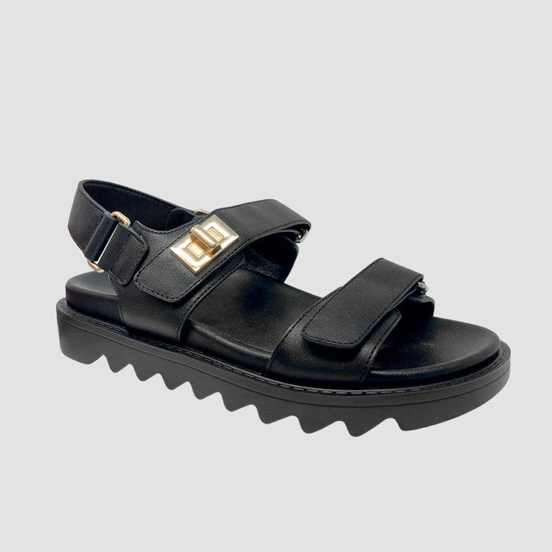 Sandalias flats Madelin negro para mujer