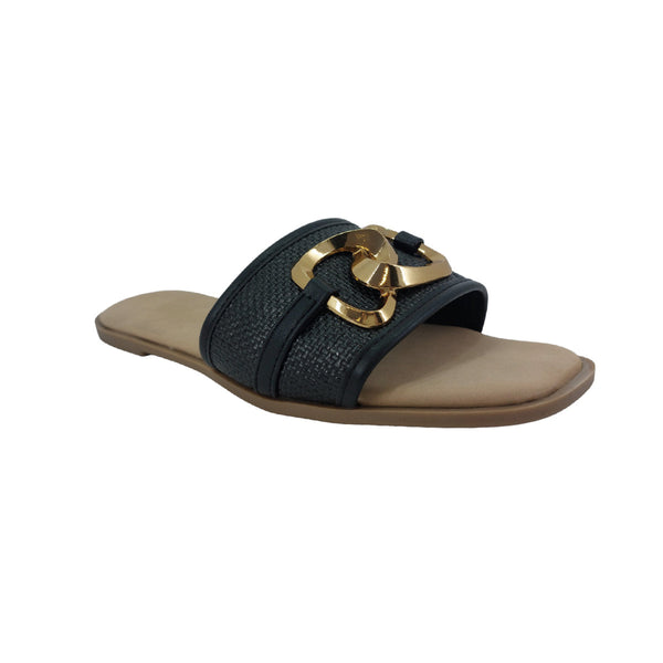 Sandalias flats Gio negro para mujer