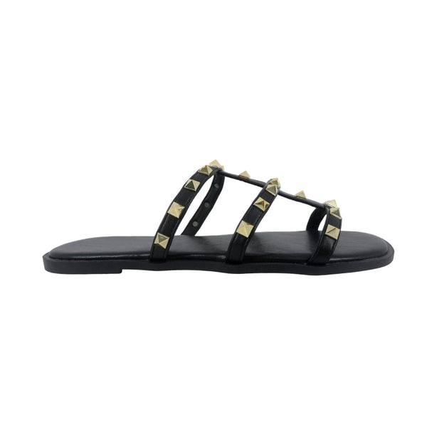 Sandalias flats Valeria negro para mujer