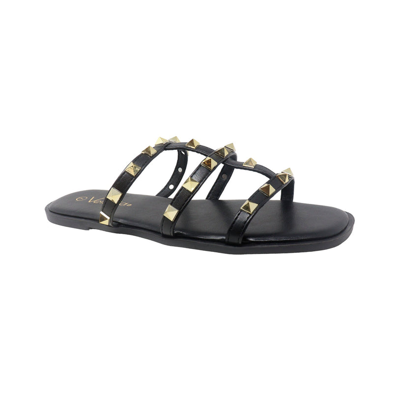 Sandalias flats Valeria negro para mujer