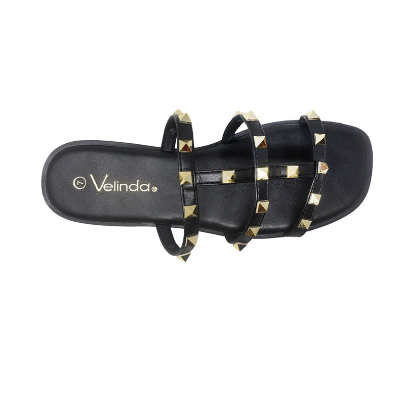 Sandalias flats Valeria negro para mujer