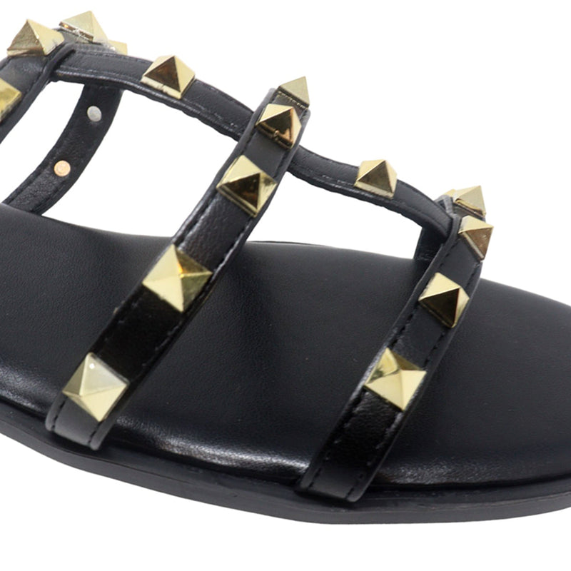 Sandalias flats Valeria negro para mujer