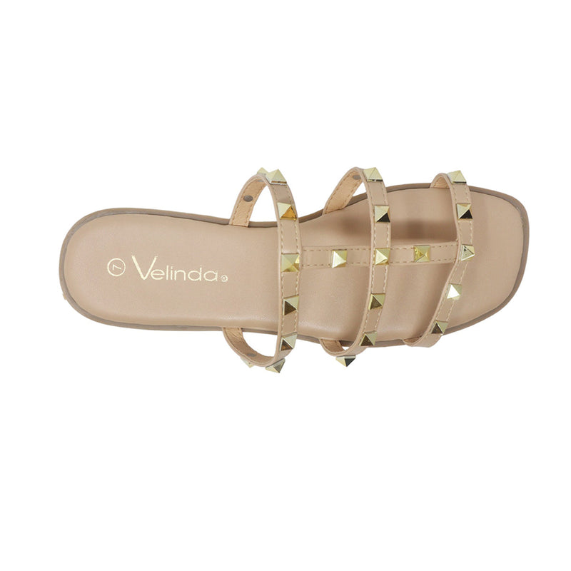 Sandalias flats Valeria nude para mujer