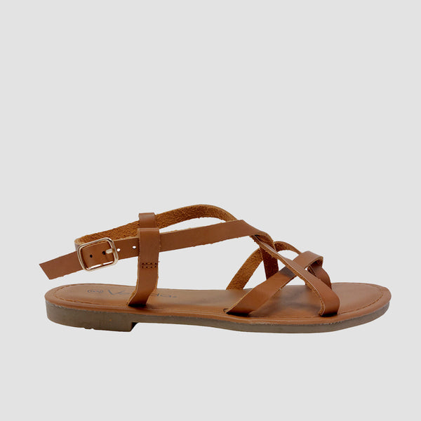 Sandalias flats Romina tan para mujer