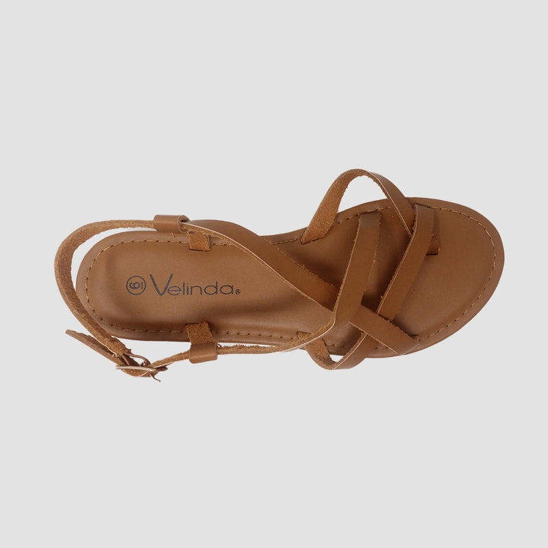 Sandalias flats Romina tan para mujer