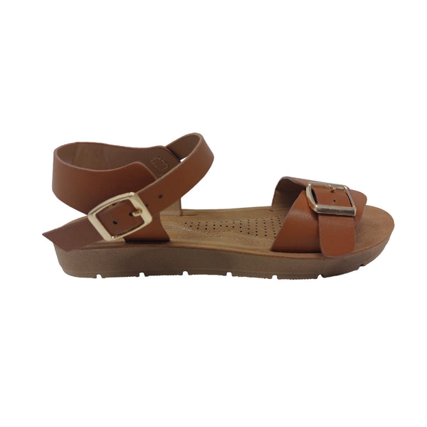 Sandalias flats Sulen camel para mujer