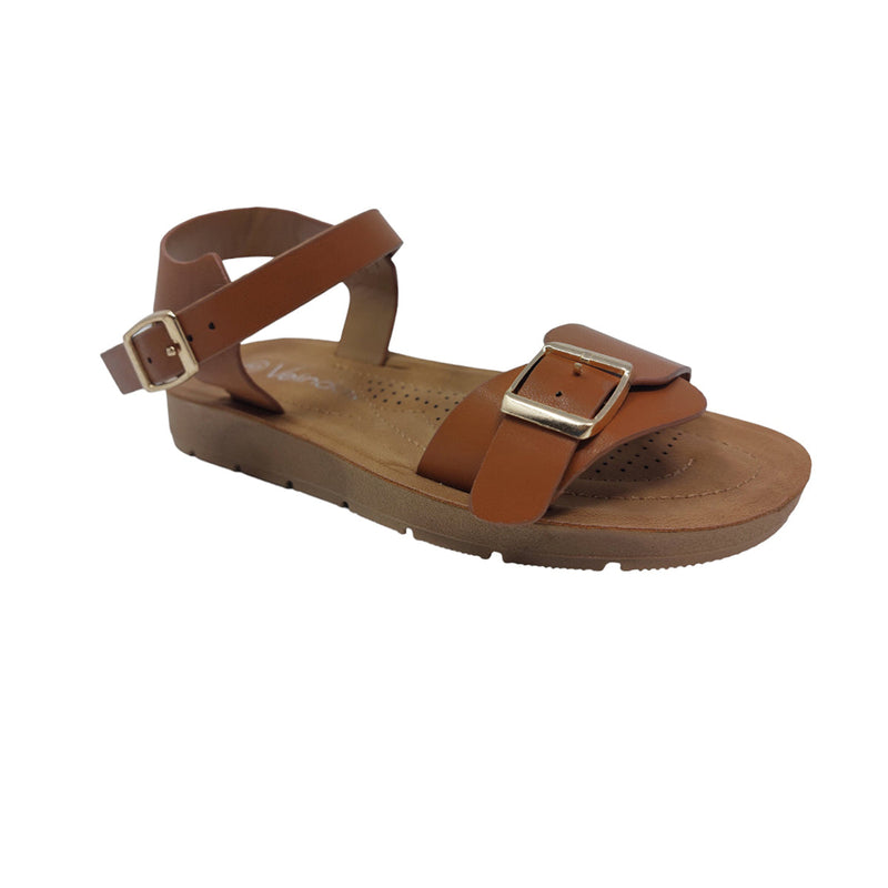 Sandalias flats Sulen camel para mujer