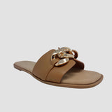 Sandalias flats Mariam tan para mujer