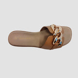 Sandalias flats Mariam tan para mujer