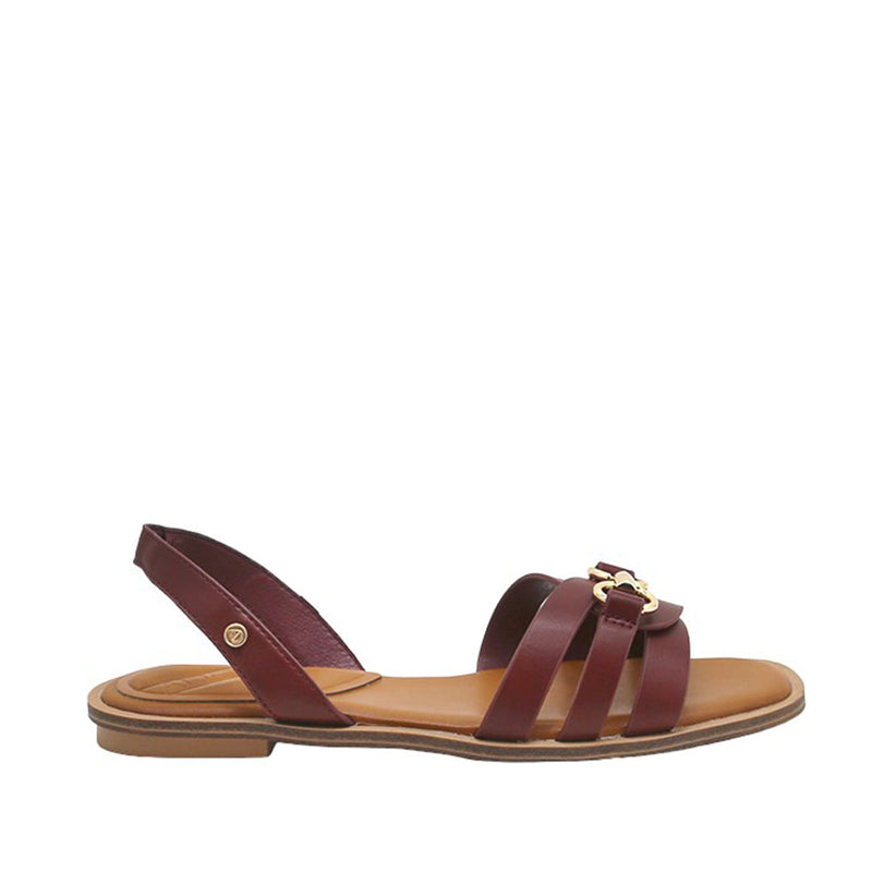 Sandalias flats Ophelia color burgundy