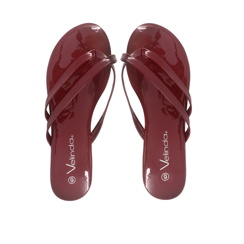 Sandalias flats Karen burgundy para Mujer