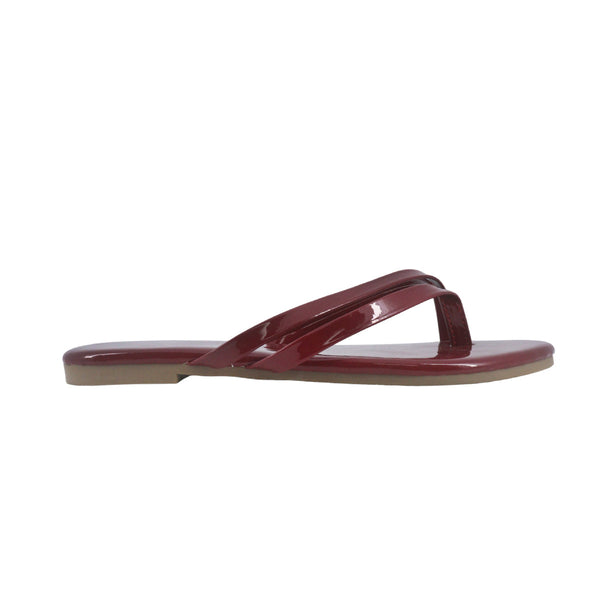 Sandalias flats Karen burgundy para Mujer